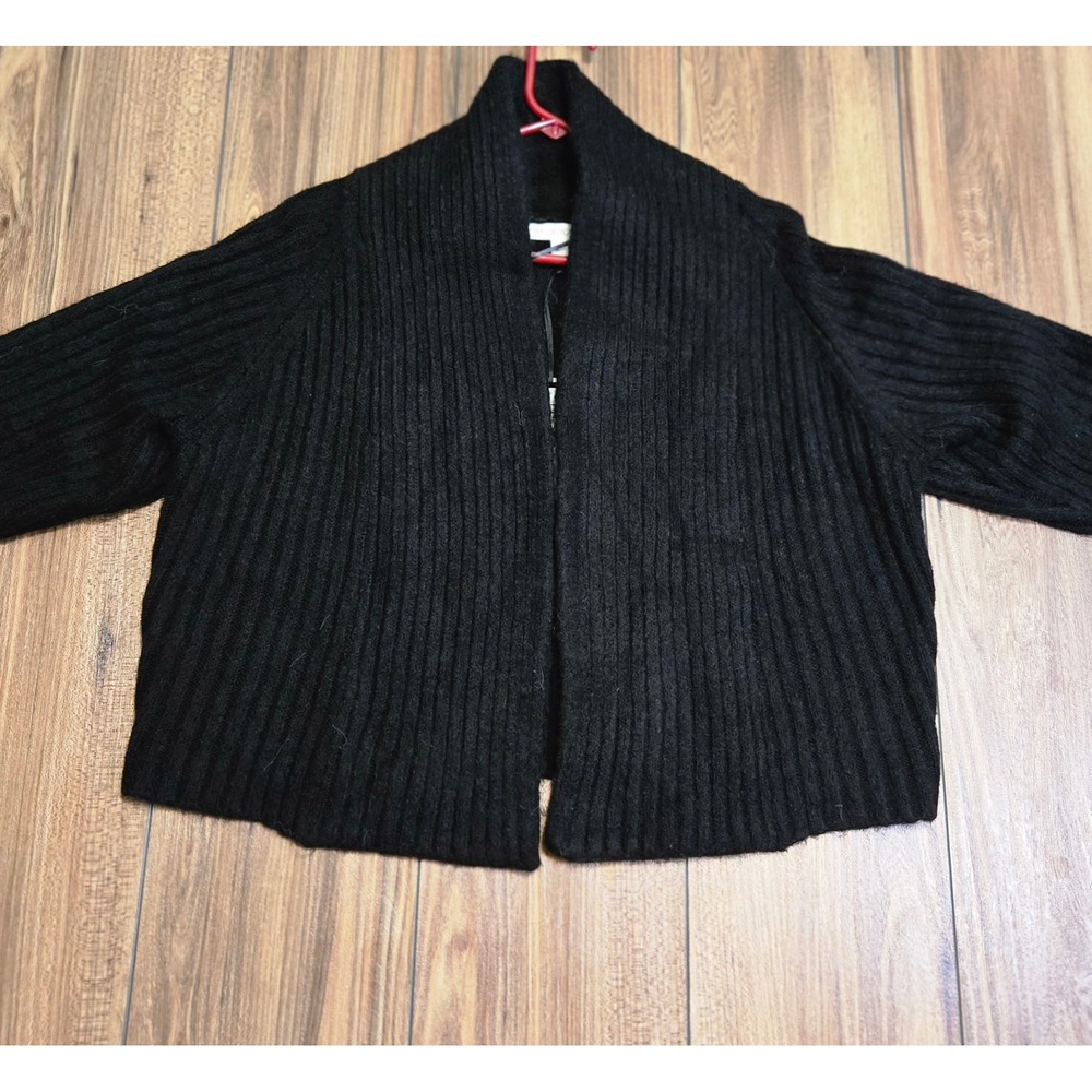 Prologue‎ Women Black Ribbed Shawl Collar Cardigan Sweater Size Medium